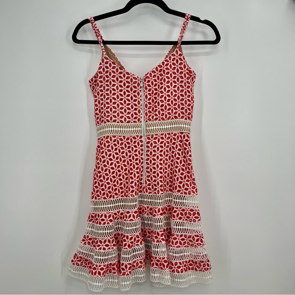 Bardot Shock Camille Mini Dress Floral Lace Embroidered Peek-A-Boo V-Neck 4 - Picture 7 of 10